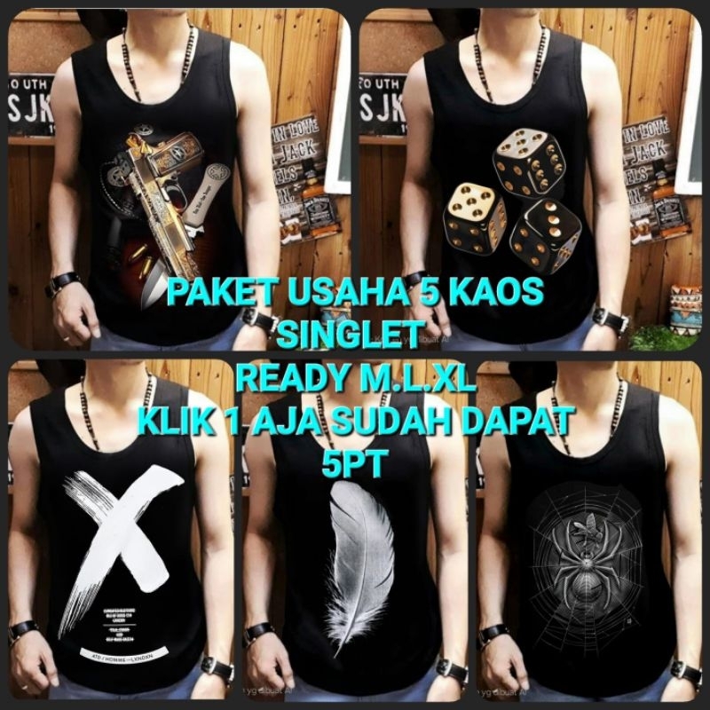 LOKAL LOCAL SINGLET T-SHIRT BUSINESS PACKAGE 5 PCS CODE USH03 (ORDER 1 ONLY ALREADY GET 5 PCS) ชุดชั