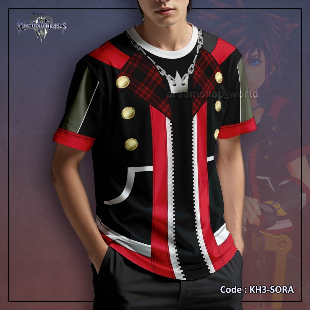 เสื้อยืดอนิเมะ Game Kingdom Hearts 3 Sora Fullprint