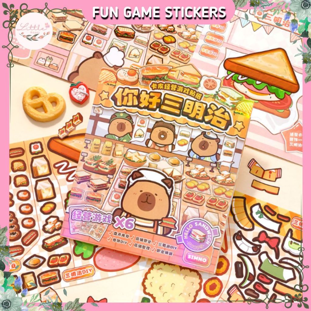 FUN Sticker Quite Book Capybara Cooking Satisifying ตกแต่งสร้างสรรค์น่ารักของเล่นเด็กเกาหลี Viral