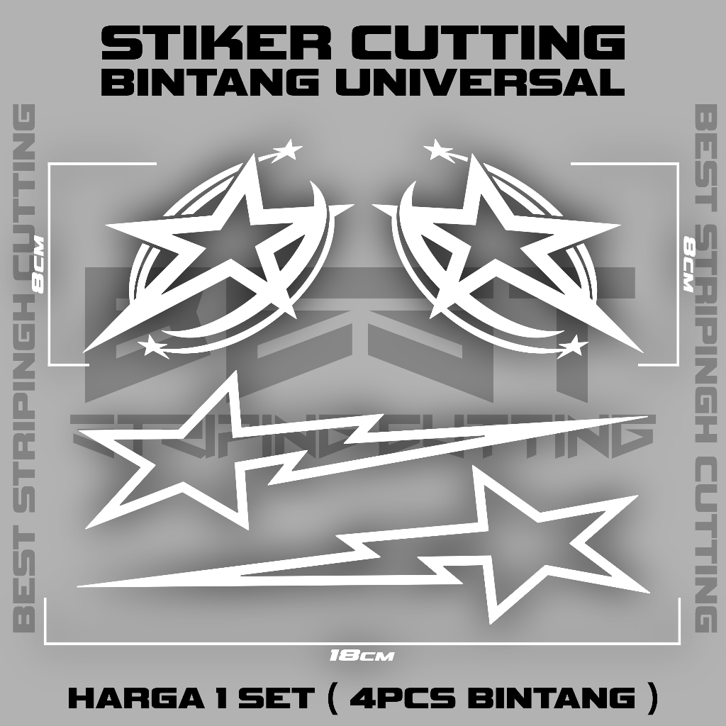 UNIVERSAL CUTTING STAR STICKERS สําหรับรถมอเตอร์ไซด์ รถยนต์ หมวกกันน็อค ฯลฯ รหัส 10c v2