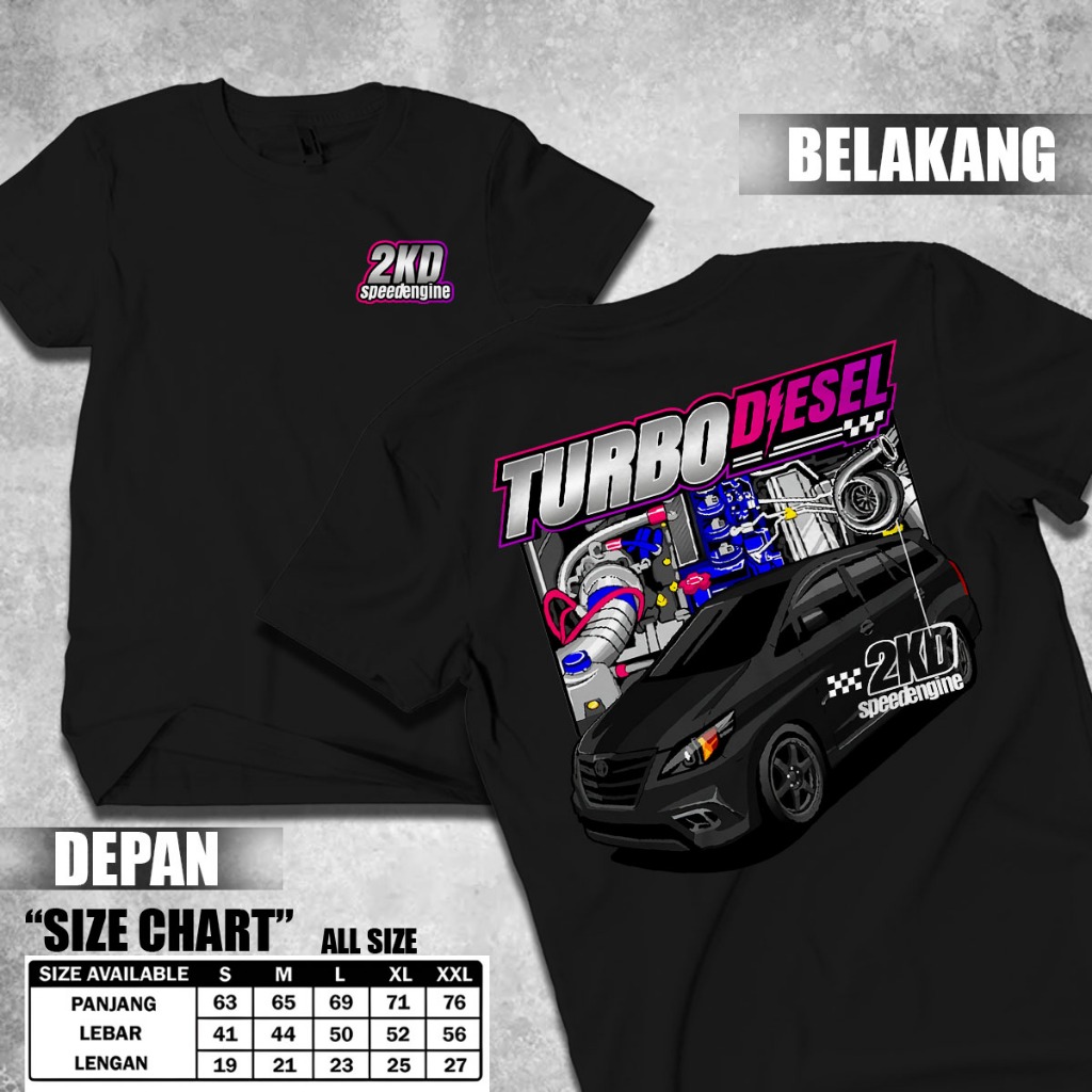 MESIN TURBO DIESEL เสื้อยืดเสื้อผ้าผู้ชายและผู้หญิง 2KD ENGINE ยานยนต์ Racing Wear 32 Racing - fashi
