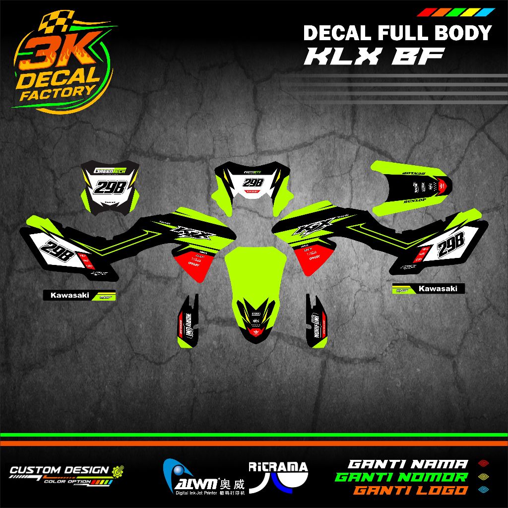 สติ๊กเกอร์รูปลอก KLX BF - สติ๊กเกอร์ KLX BF - สติ๊กเกอร์ KLX BF - KLX 150 G FULL BODY Decal Sticker