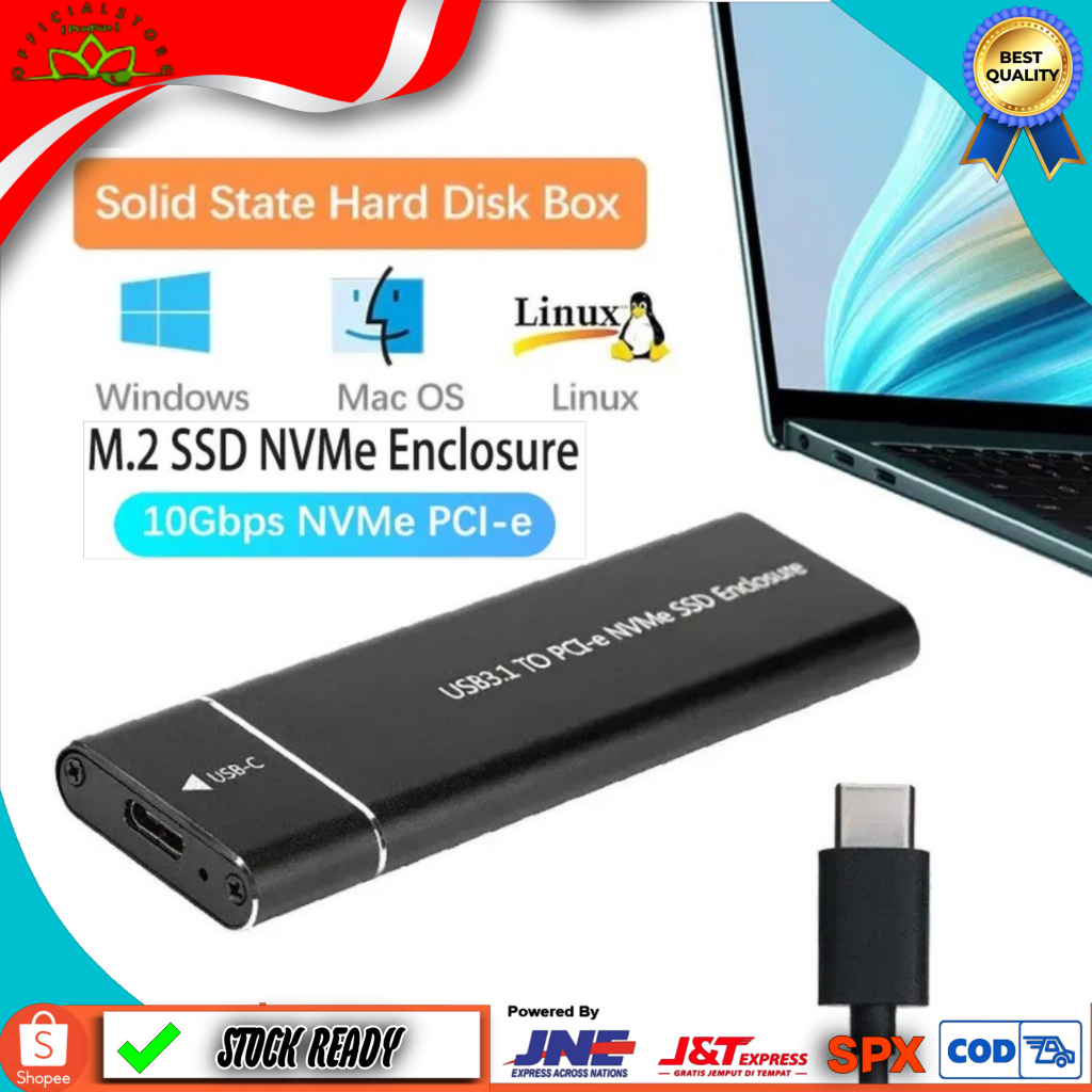ENCLOSURE M.2 NVME SSD CASE SUPPORT TYPE C || M.2 TYPE C SSD CASING NVME SUPPORT