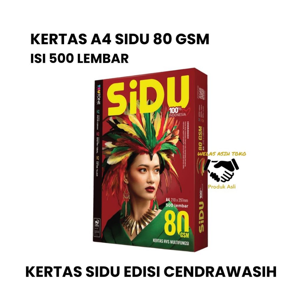 HVS PAPER / PRINT / PHOTOCOPY SIDU A4 80 GRAM (1 RIM) / ราคา