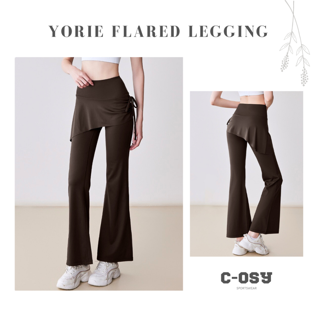 COSY - เลกกิ้งกีฬาขาบาน YORIE (S-XXL) กางเกงกระโปรงออกกําลังกายโยคะ Zumba