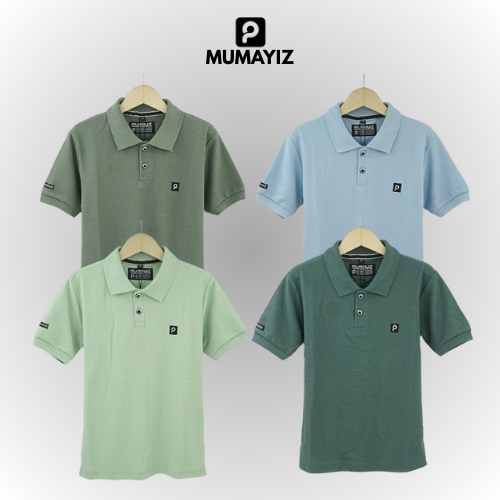 AL-FAJR.STORE | เสื้อยืดคอปกพื้นฐานสําหรับเด็กผู้ชายอายุ 4-15 ปี | MUMAYIZ