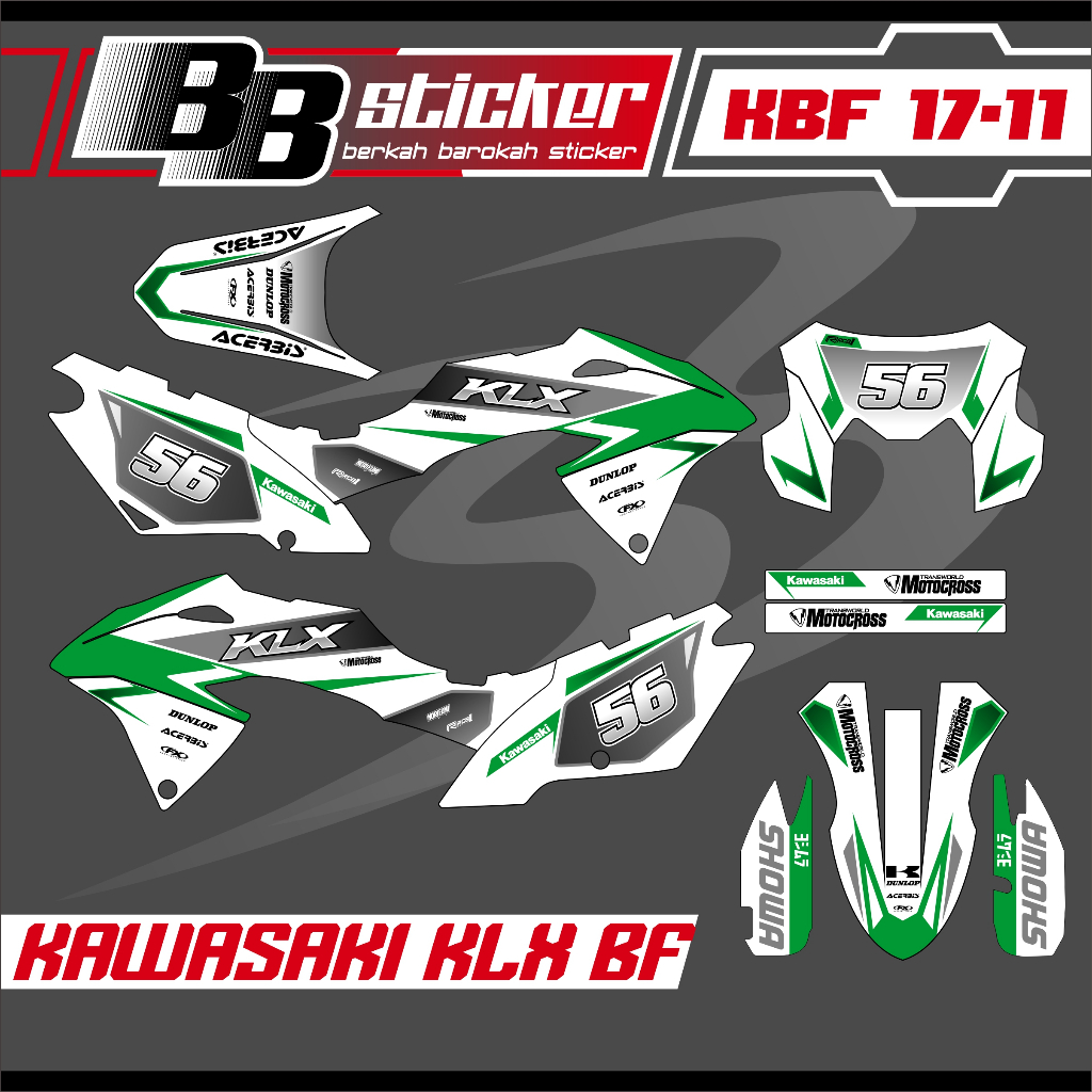 มอเตอร์ไซค์ล่าสุด Striping KLX BF 150 - สติ๊กเกอร์ Variation โมเดิร์น KBF 17 Racing