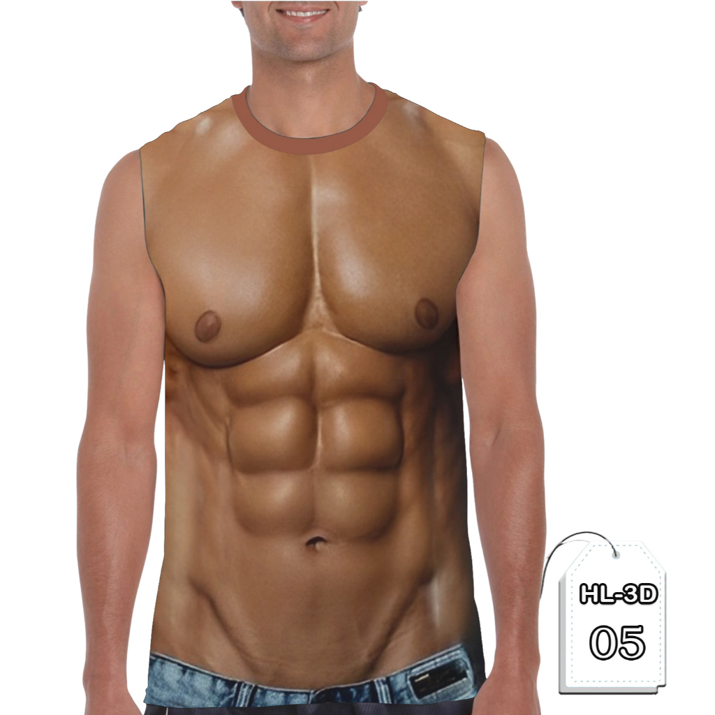 SLEEVELESS SIXPACK FULL PRINTING T-SHIRT ADULT 3D Premium T-SHIRT COOL T-SHIRT / Sixpack SHIRT
