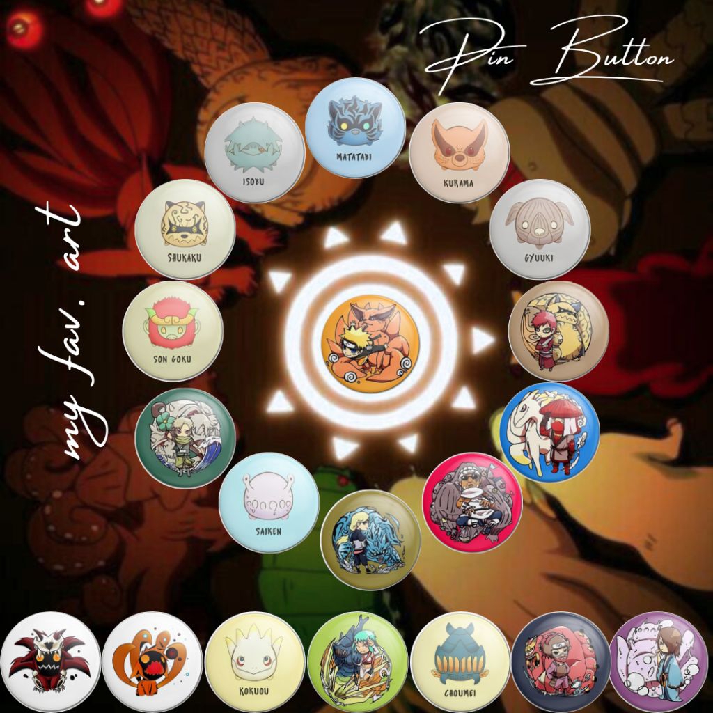 ปุ่มพิน ANIME NARUTO JINCHUIKI CHIBI เข็มกลัดพลาสติกอุปกรณ์เสริม