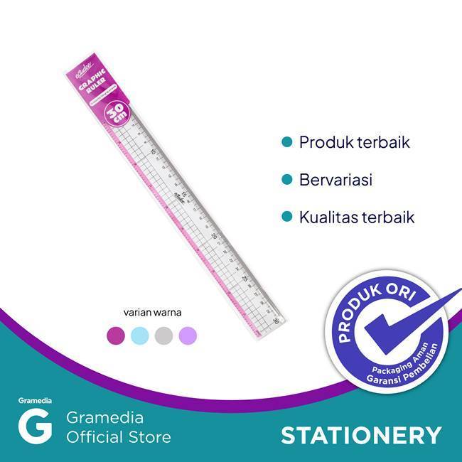 Gramedia Cirebon - ETUDE GRAPHIC RULER 30CM สีแดง ES-R030 / RULER 30CM