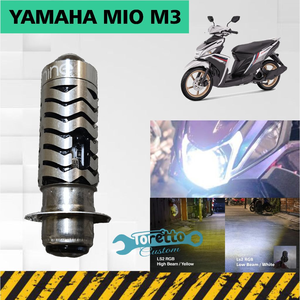 MIO M3 LUMINOS H6 LS2 HEADLIGHT BULB REPLACEMENT สีขาวสีเหลือง LED LASER HEADLIGHT HIGH/LOW