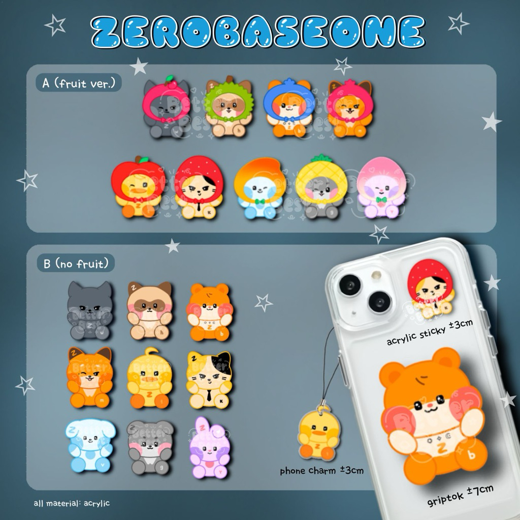 [!!️WRITE NOTE MEMBER NAME!! ️] ZERONI ZEROBASEONE ZB1 FRUIT VER Griptok Popsocket Phone Strap Charm