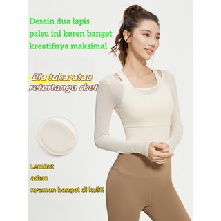 Atasan gym wanita Atasan Yoga Atasan Olahraga Wanita – Baju Jogging Badminton, Nyaman Tampil Fit Sempurna
