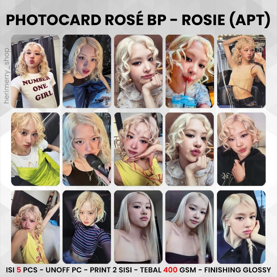 (1 ชิ้น) ROSE ROSIE Photocard - PC พรีเมี่ยม 2 ด้าน Kpop Card Merch Unofficial