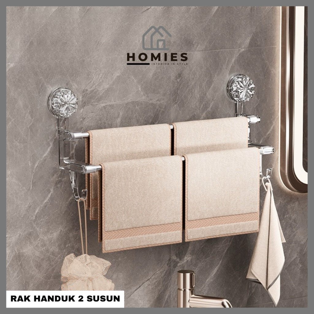 BATHOOM TOWEL RACK BATHROOM TOWEL RACK / SUCTION TOWEL HANGING RACK พร้อมตะขอแขวนอเนกประสงค์
