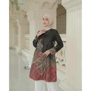 Tunik Batik Wanita Modern Atasan Kerja Lengan Panjang Puffy Baju Batik Namara Blouse Kerja