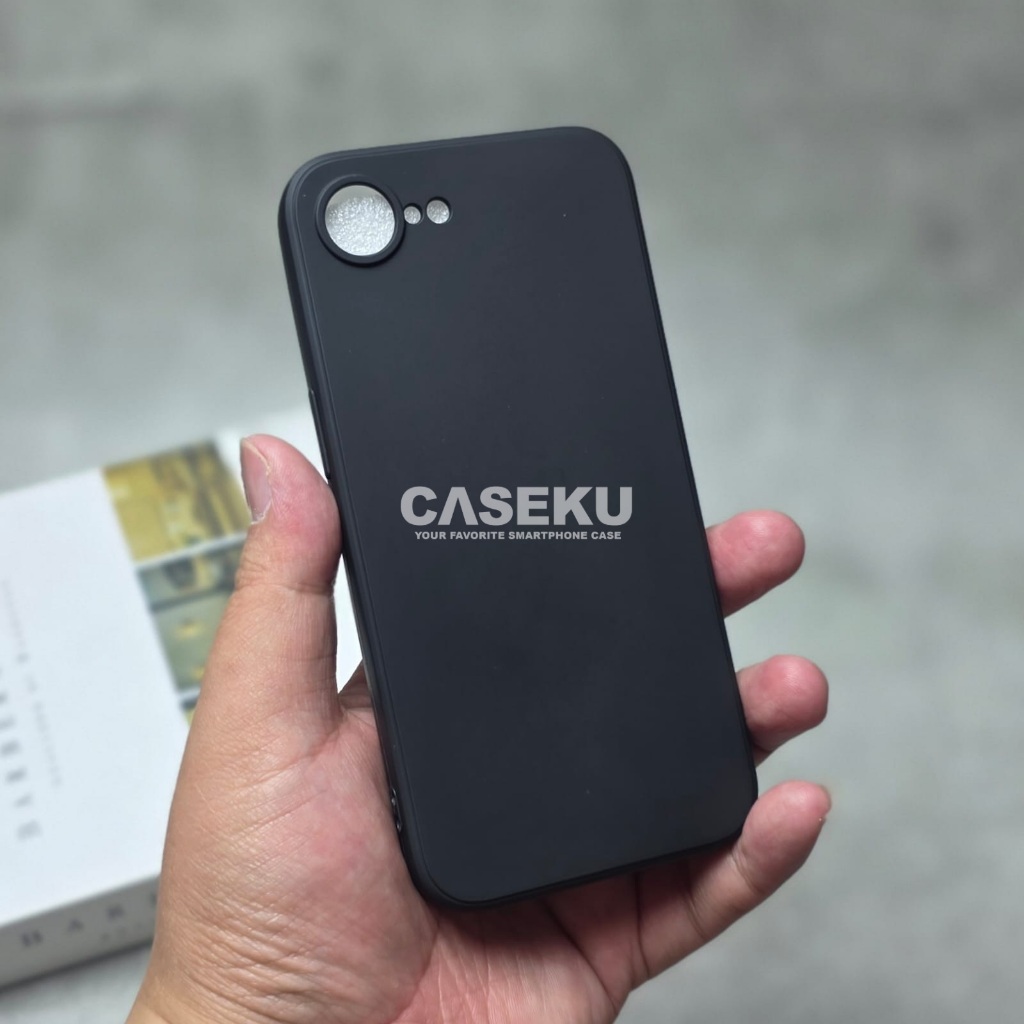 Iphone 16E Case Softcase Candy Macaron Square Black Plain Case Iphone 16E