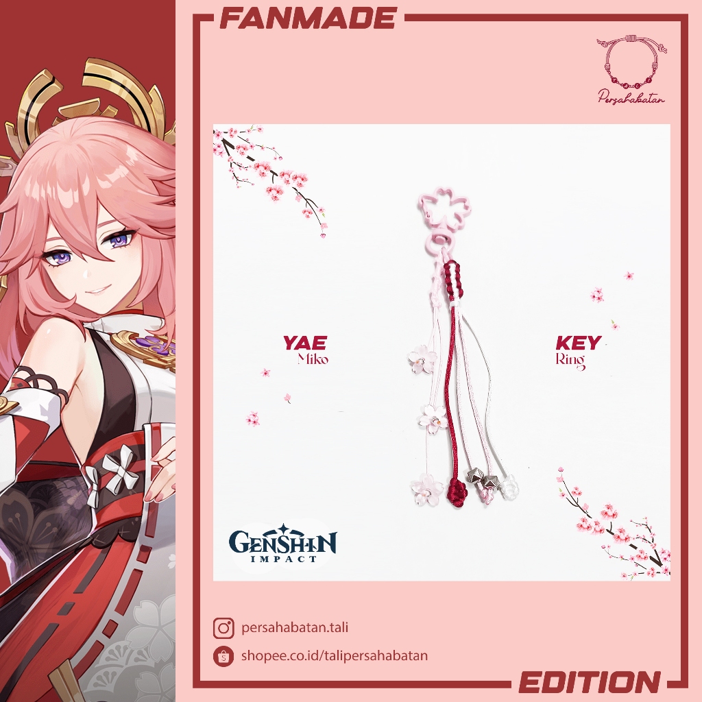 GANTUNGAN Genshin Inazuma Yae Miko พวงกุญแจ พวงกุญแจ สีชมพู ซากุระ