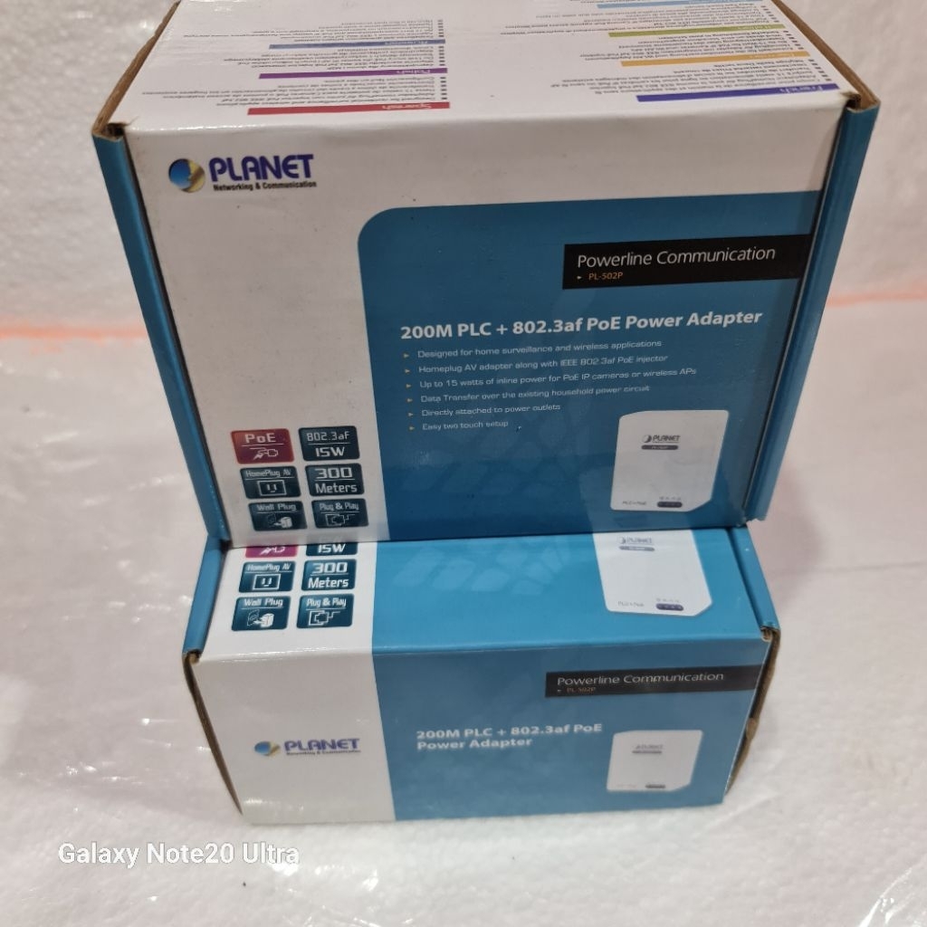 PLANET PL-502P-EU POWERLINE COMMUNICATION 200M PLC+802.3af POE POWER ADAPTER SUITABLE สําหรับกล้องวง