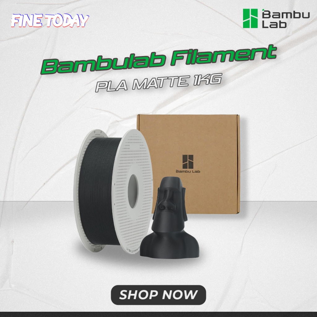 Bambulab PLA Matte 3D เครื่องพิมพ์เส้นใย 1 กก.1.75 มม.พร้อม Spool Doff พิมพ์เสร็จสิ้น RFID