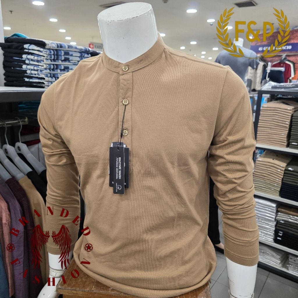 F&P เสื้อยืด LONG SLEEVE FPM.03-009 KHAKY