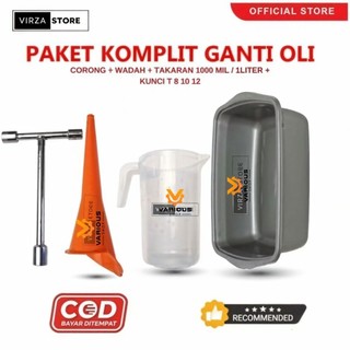 4IN1 PAKET GANTI OLI CORONG + WADAH + TAKARAN OLI 1000 ML / 1 LITER + KUNCI SHOCK T UKURAN 8 10 12
