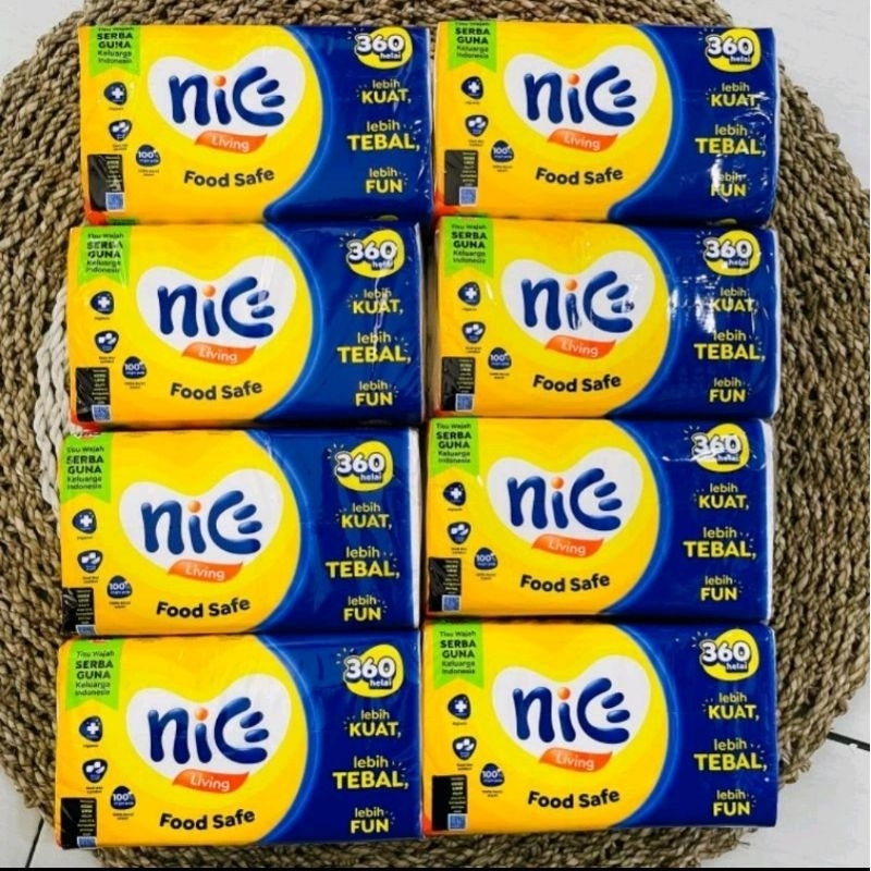 แพ็คเกจ 8 ชิ้น NICE Tissue 360 แผ่น = 180 แผ่น / กระดาษทิชชู่ Nice