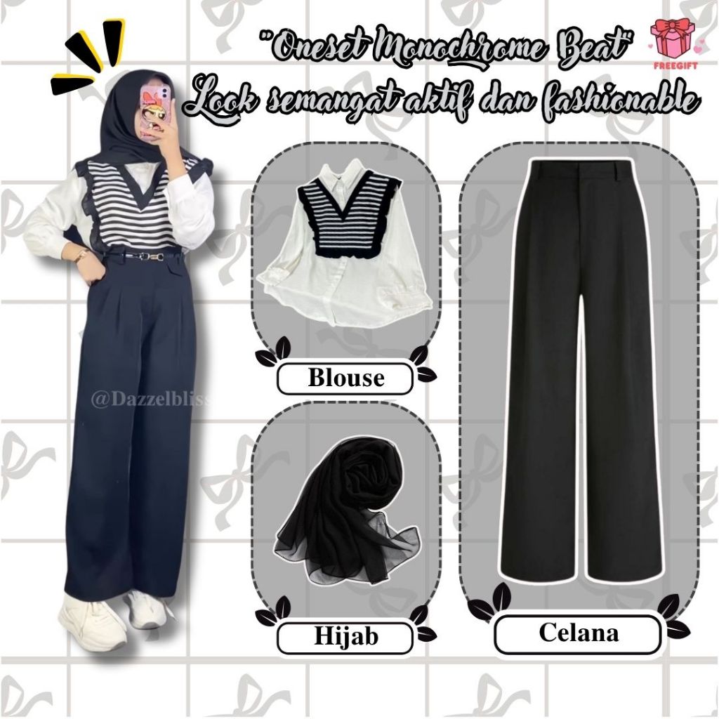 Oneset Monochrome Beat Stylish Monochrome Color Combine, Drawing Active And Fashion Spirit In One Di