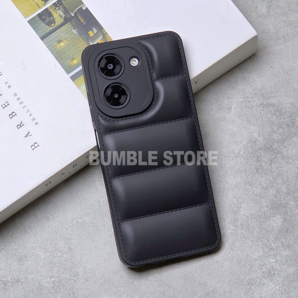 Poco C71 Case 3D Jacket Design Case / Macaron Black Case Poco C71 Pillow Motif