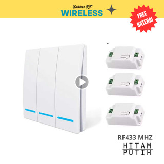 RF Saklar Lampu Wireless tanpa WiFi 1/2/3 Gang tanpa Kabel 433MHz Engkel Dinding Tembok Hitam Putih
