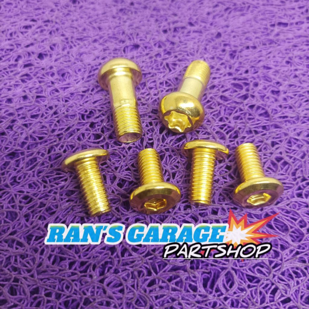 แพคเกจ 6PCS L-BOLT GOLD VARIATION DISC PLATE PLUS CALIPER YAMAHA MIO BAUD L-STAR DISC + PALA BABI MI
