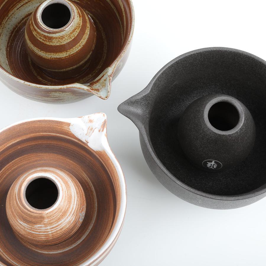 MERIKO Matcha Ceramic Duo Set (ชาม + Chasen Stand) Stone Series พร้อมปากเท