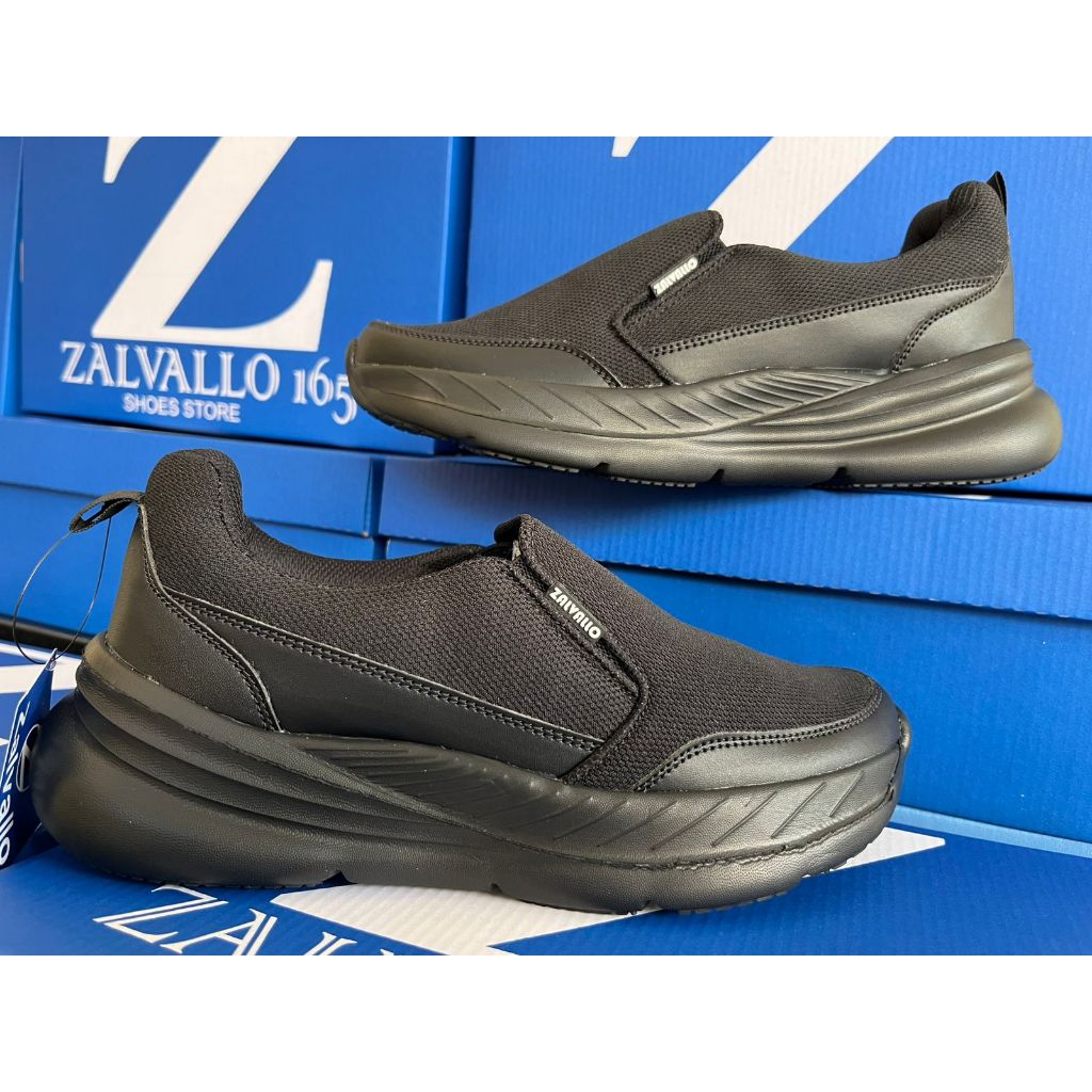 Zalvallo Slip On รองเท้ากีฬาลําลองสําหรับบุรุษและสตรีรองเท้าผ้าใบลําลองรองเท้าวิ่งรองเท้ากีฬาสีดําสี