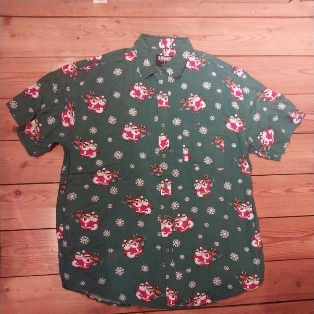 KEMEJA PRELOVED SHORT-SLEEVED CHRISTMAS SHIRT LOWES AUSTRALIA