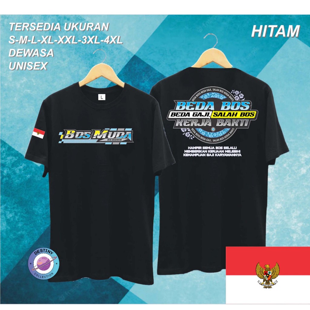 เสื้อยืด YOUNG BOSS DIFFERENT BOSS สีดําแขนสั้นผ้าฝ้ายหวี 30s ล่าสุด