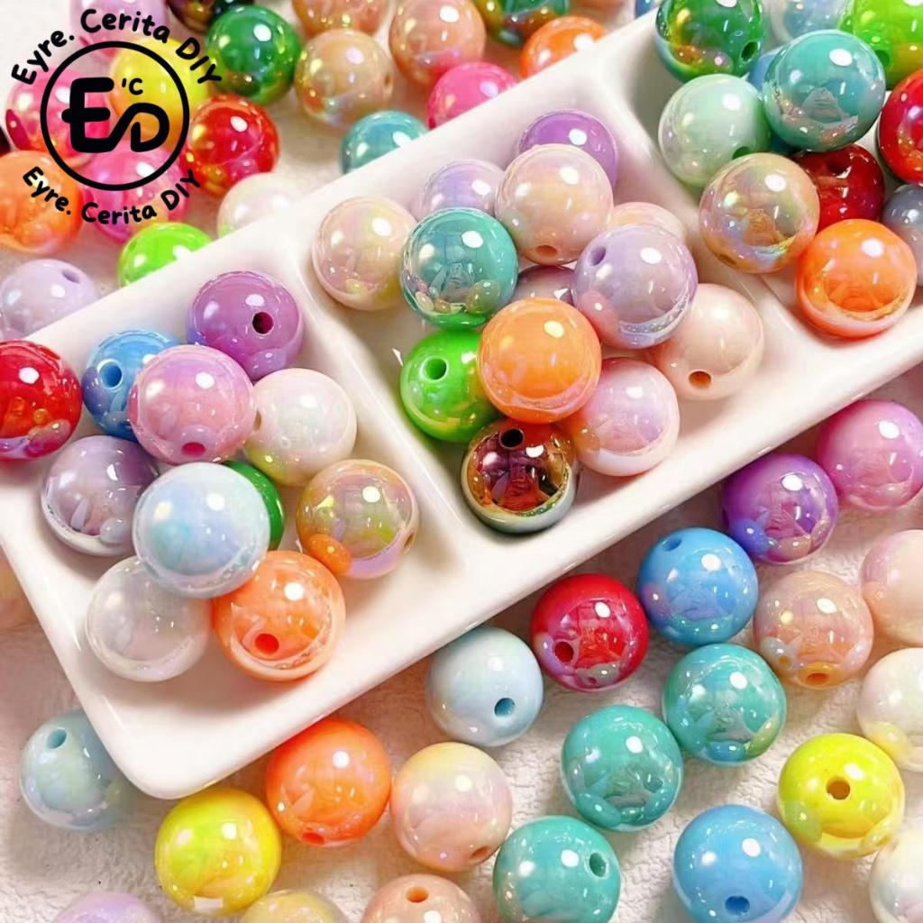 6/8 มม.อะคริลิค High -Goods Uv Plating Ball ลูกปัดสีทึบ