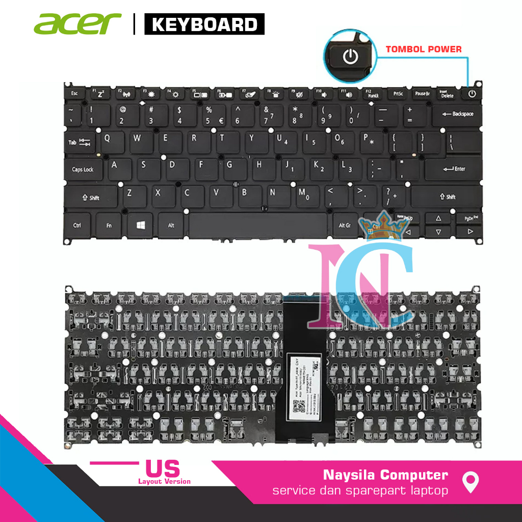 Acer Aspire 5 A514-52 A514-53 A514-54 N19H2 คีย์บอร์ด, Acer Aspire 3 A314-35 A314-22 A314-22G A114-33 A114-21 A111-31