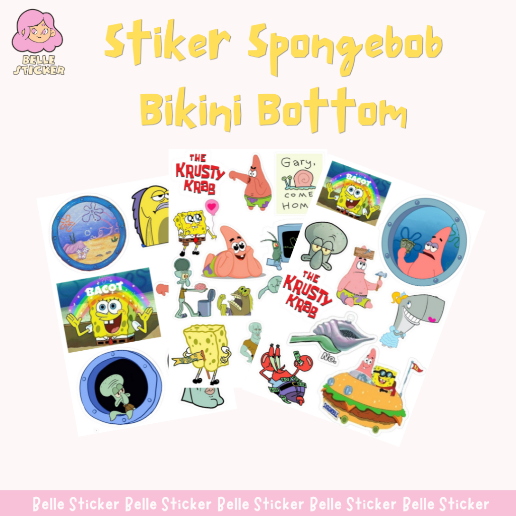 Spongebob Waterproof Sticker Pack Cute Aesthetic Laptop Decorative Tumbler Case Hp Laptop Sticker
