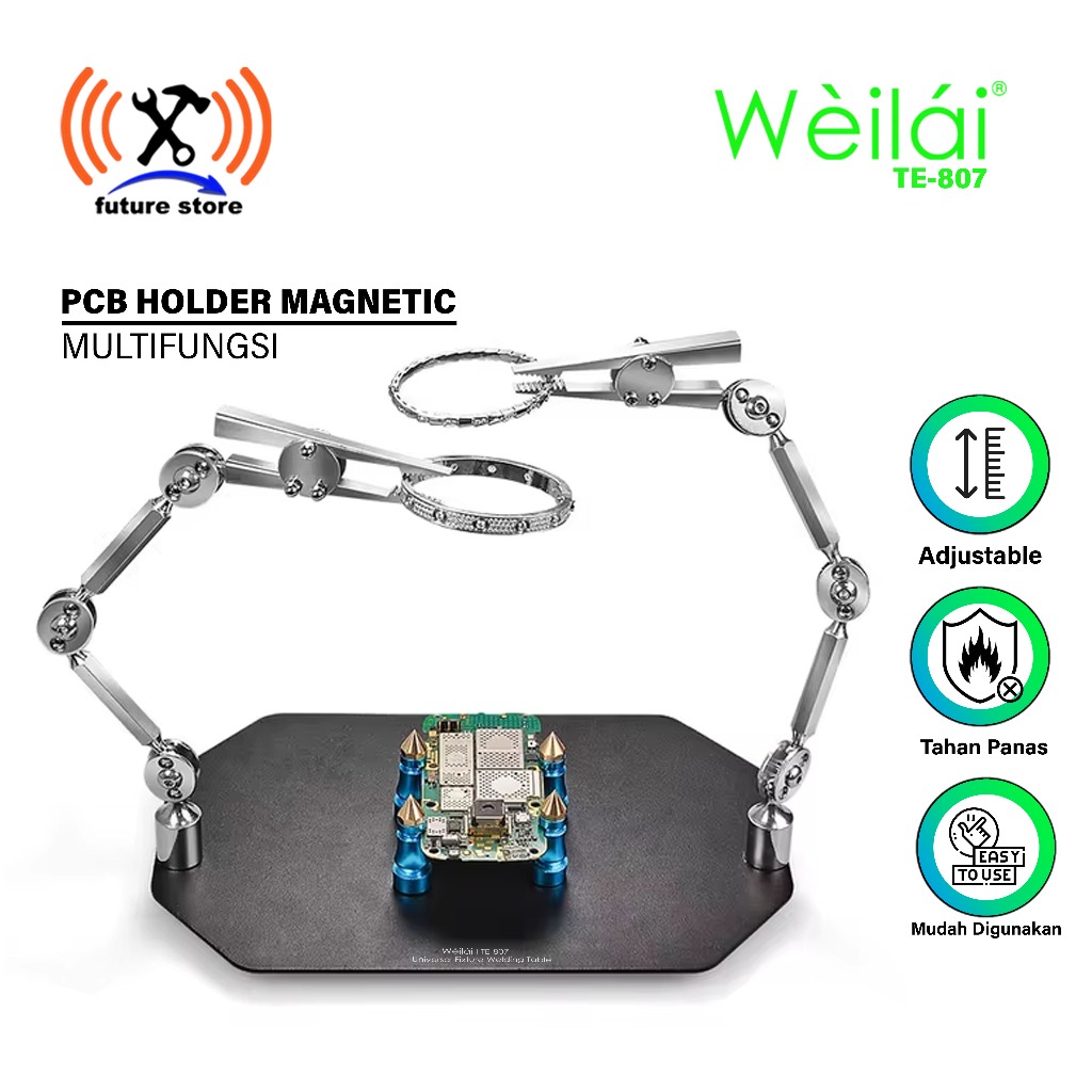 WEILAI PCB CLAMP & MAGNIFYING GLASS TE-807 ORIGINAL - MULTIFUNCTIONAL PCB HOLDER - PCB CLAMP HOLDER 