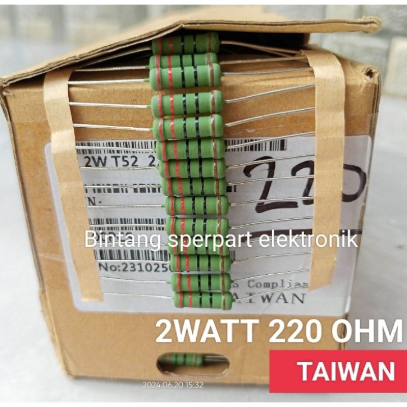 (10 ชิ้น) 2W 220 OHM TAIWAN RESISTOR COPPER LEGS 2WATT 220 OHM 2WATT RESISTOR 220 OHM TAIWAN RESISTO