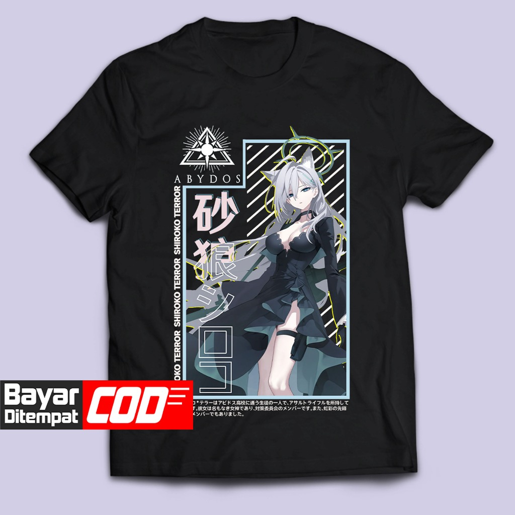 อะนิเมะเสื้อยืด SHIROKO TERROR BLUE ARCHIVE D มังงะ Tshirt Unisex ญี่ปุ่น BRAIN CLOTHES