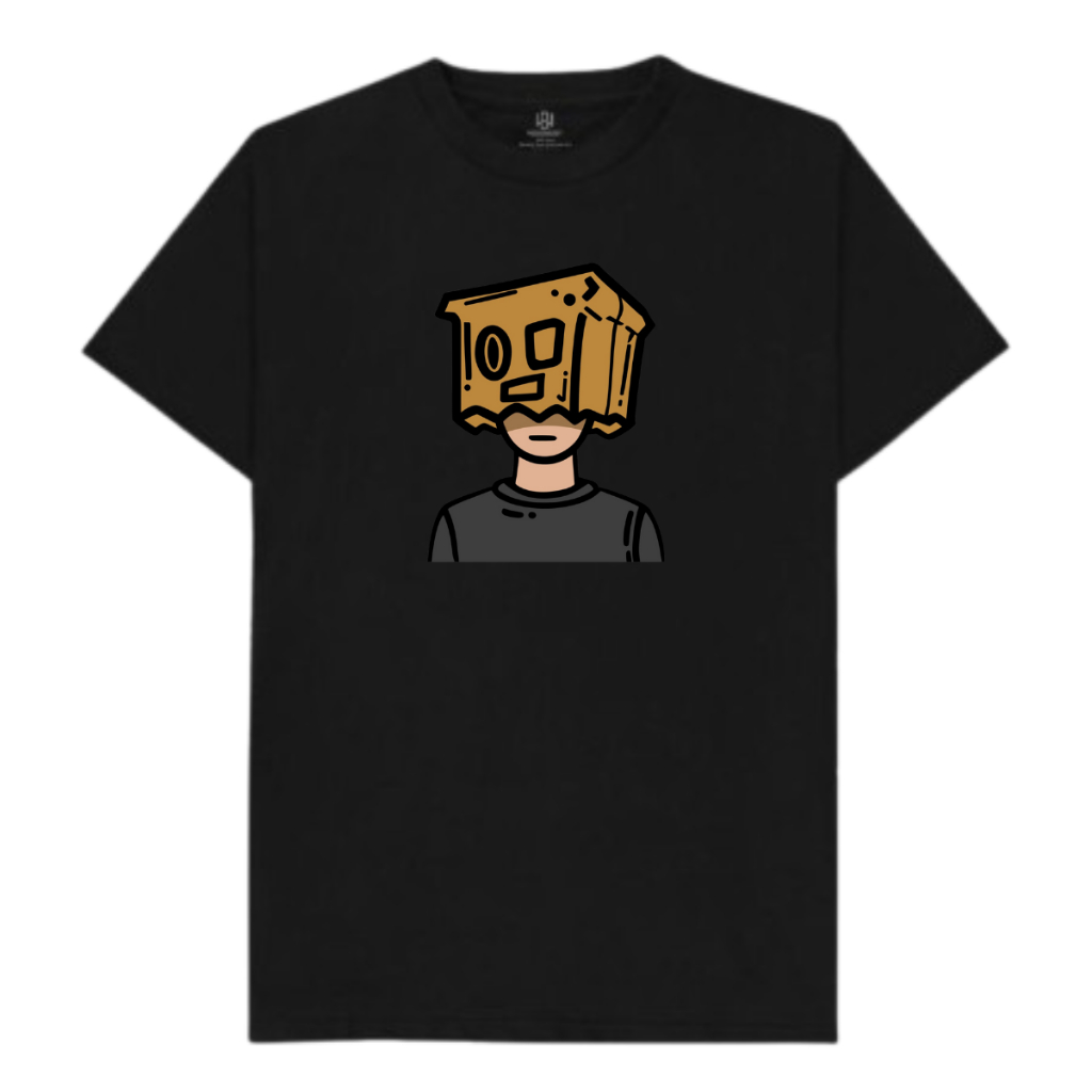 เสื้อยืดสีดําพิมพ์ลายกล่องการ์ตูนสําหรับผู้ชาย Blackwoods 1989