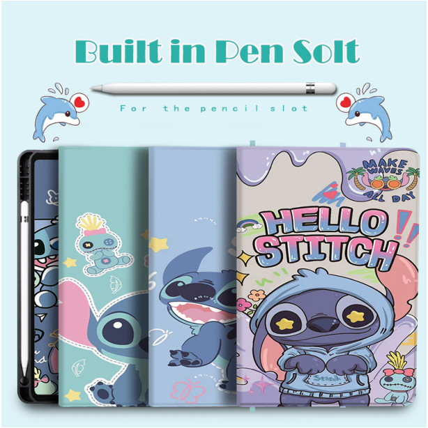 เคส Ipad Stitch พร้อมปากกาสล็อต iPad Air 5 เคส iPad 10 pro 11 นิ้ว Air 4 3 2 1 gen 9 8 7 Air 11 2024
