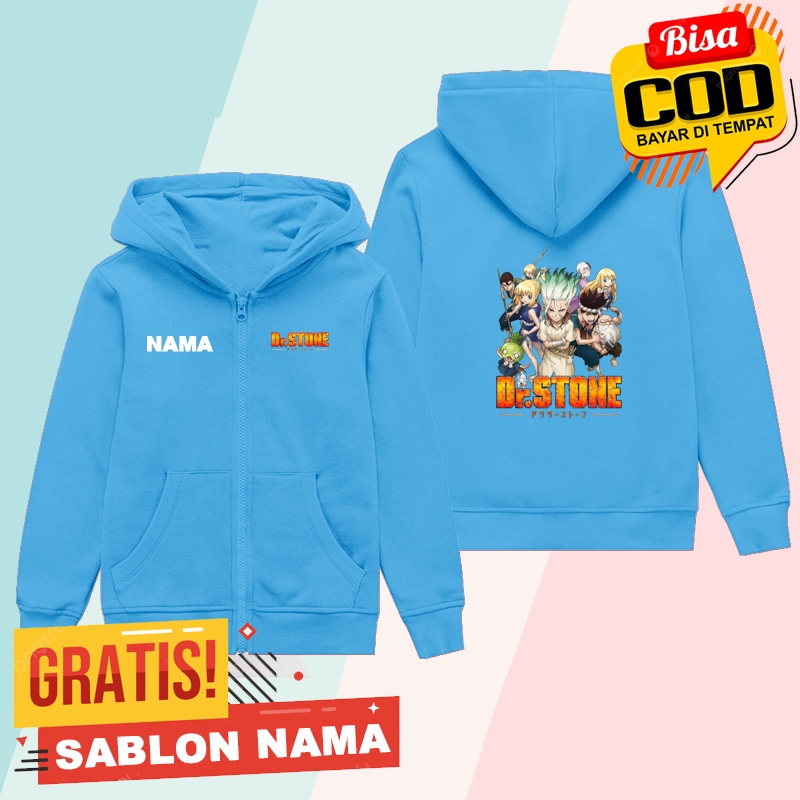 Dr Stone เสื้อแจ็คเก็ตมีฮู้ดมีซิปสําหรับเด็ก / เสื้อแจ็คเก็ตซิปสําหรับเด็กชายและเด็กหญิงชื่อที่กําหน