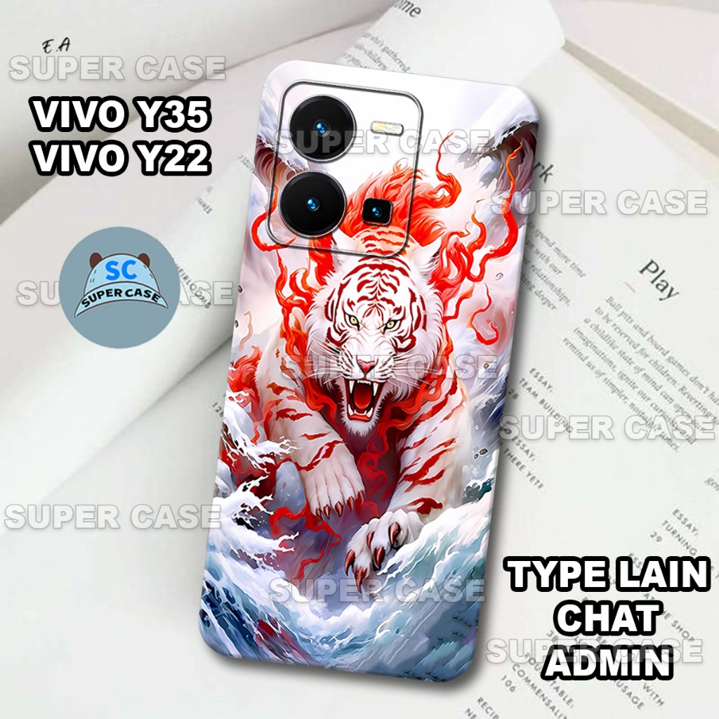 (Q 2) เคส HP รุ่นล่าสุดสําหรับ VIVO Y22/ VIVO Y35 | เสือ MOTIF | VIVO Y22/ VIVO Y35 I Casing SOFTCAS