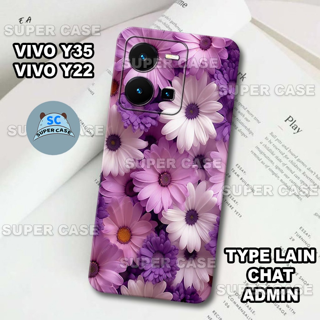 (Q 8) เคส HP รุ่นล่าสุดสําหรับ VIVO Y22/ VIVO Y35 | ดอกไม้ MOTIF | VIVO Y22/ VIVO Y35 I Casing SOFTC