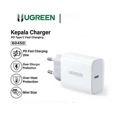 UGreen หัวชาร์จ USB-C 20W PD WH - CD137 PN 60450 UGREEN 20W 1 PORT USB TYPE C