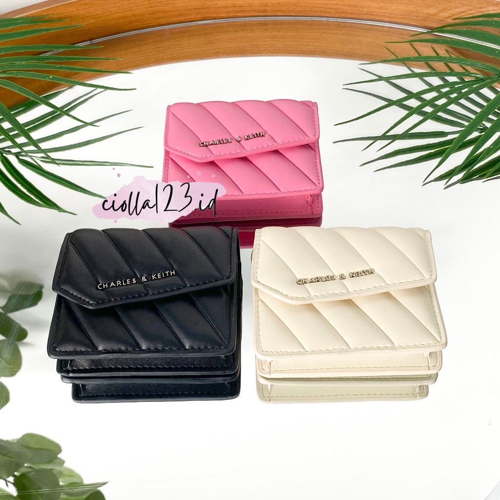CK035 CK ASYMMETRIC QUILTED กระเป๋าสตางค์ผู้หญิง FOLDING - สายรัดโซ่ฟรี