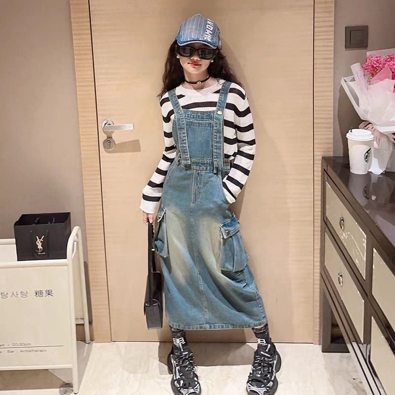 ER-109 IMPORTED GIRLS OVERALL SKIRT SET AGES 5-9 YEARS