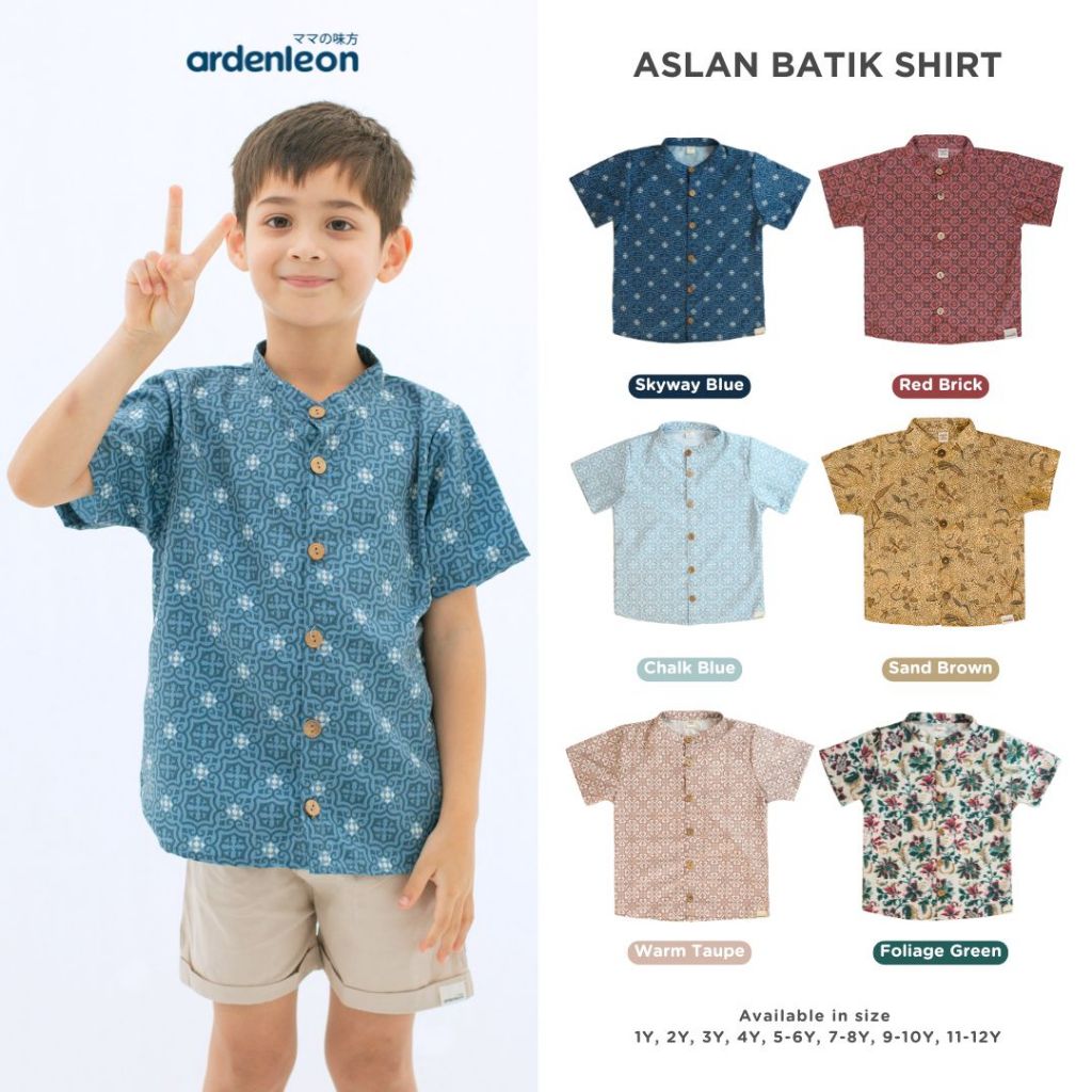 KEMEJA ARDENLEON Aslan Batik Shirt สําหรับเด็กผู้ชาย